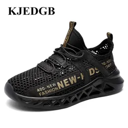 KJEDGB Children's Shoes Casual Mesh Breathable Lightweight Boys Outdoor Running Sports Kids Girls Sneakers Red Black 211022