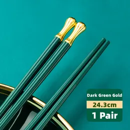 1 para stopu chopsticks japoński styl antypoślizgowy wielokrotnego użytku metalowy chopstick dla sushi hashi kije stołowe narzędzie kuchenne