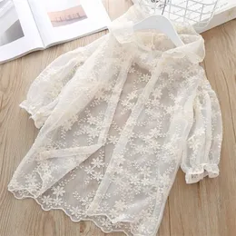 Girls Lace Sunscreen Summer Mosquito Sun Protection Shirts For Girl Child Blouse Cardigan Thin Hoodie Outerwear Fashion Clothing 211204