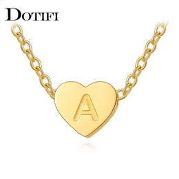 DOTIFI Collana in acciaio inossidabile Moda Catena d'oro Charms iniziali Cuore in metallo dalla A alla Z Lettere per le donne Nome singolo Gioielli Regali G1206