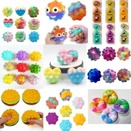 3D Finger Decompression Toy Bubble Silicone Pinch Ball Childrens Puzzle Fruit Geometry Cube Pineapple Cute Shape