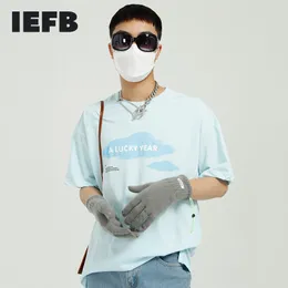 IEFB erkek giyim yaz karikatür baskılı t-shirt severler 'rahat kısa kollu tee gevşek büyük boy beyaz Tops 9Y7132 210524