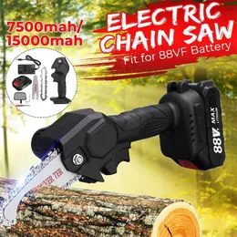 88V Electric Mini Chain Saws Pruning ChainSaw Cordless Garden Tree Logging Trimming Saw For Wood Cutting With Lithium Battery 211029