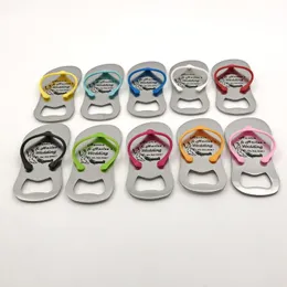 100st Customizable Flip Flop Flasköppnare med Mix Color Party Supplies Metal Sandal Beer Opener Personliga Bröllop Favoriter
