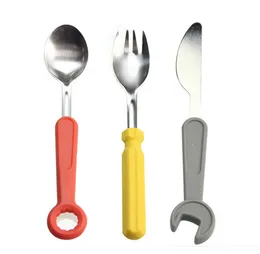 Wrench Screwdriver Silicone Stainless Steel Portable Travel Kids Adult Cutlery Fork Spoon Picnic Set Gift