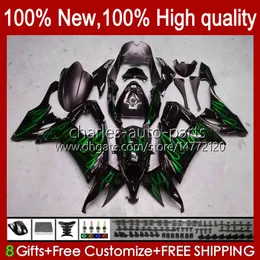 Motorcycle Bodys For KAWASAKI NINJA ZX1000C ZX-10R ZX 10R 10 R 1000 CC Green Flames 08-10 Bodywork 56No.34 ZX10 1000CC ZX10R 08 09 10 ZX1000 2008 2009 2010 Fairing Kit