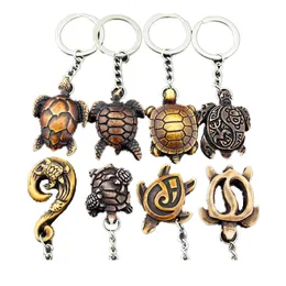 4pcs Cool Hawaiian Surf Sea turtles Keyrings Imitation Yak Bone cute tortoise Keychains Car Key Rings for men women's Gifts KR25 G1019