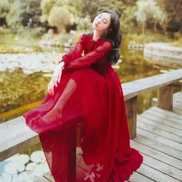 YOSIMI Vintage Maxi Dress Red Chiffon, Cdc Stands For Neck YOSIMI Vintage Maxi Dress Red Chiffon, Cdc Stands For Neck