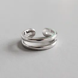 Klaster Pierścionki Trendy Prawdziwy 925 Sterling Silver Dwuwarstwowa Layer Połączenie Dla Kobiet Fine Jewelry, Chic Toe Ring Woman Akcesoria