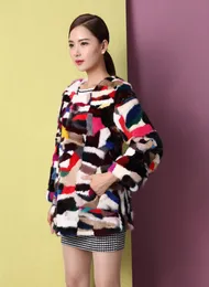 Faux Feminina Faux Real Natural Mink Casaco Moda Multi-Color Colorfull O-pescoço Jaqueta Outwear personalizado Qualquer tamanho