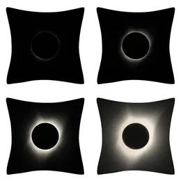 Total solar eclipse pillow case linen pillowcases modern home decoration office showroom sofa cushion cover polyester linens cases fabric 45*45cm