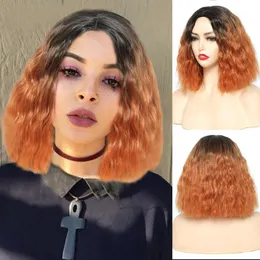 قصر قصر الرأس Bob Wave Hair Cosplay Cosplay for Women Lolita Green Blonde ثلاثة عشر لونًا مقاومًا للحرارة