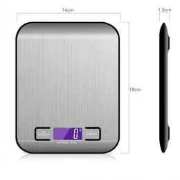 22 رطل / 10000 جرام مقياس المطبخ الإلكترونية الأطعمة الرقمية الفولاذ المقاوم للصدأ وزنها مقياس LCD أدوات قياس عالية الدقة - أبيض وفضي 5 كجم