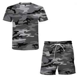 Dresy męskie 2021 Set Lato Set Print T-Shirt Plaża Spodenki Dwa kawałki Zestawy Moda Odzież Plus Size Fitness Outdoor Running