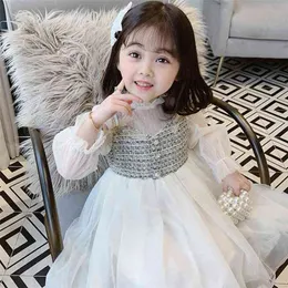 Gooporson Herbst Mode Koreanische Kinder Kleider für Mädchen Spitze Fliege Langarm Prinzessin Kleid Party Geburtstag Mädchen Kostüm 210715