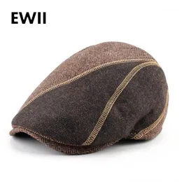 Berets Winter Cap For Men Vintage Elastic Flat Caps Casual Sboy Hat Women Cabbie Herringbone Wool Hats Touca Feminina