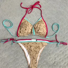 Modne litery łańcuch bikini stroje kąpielowe Sexy Split Halter Spa baseny strój kąpielowy letnia plaża nurkowanie strój kąpielowy moda damska