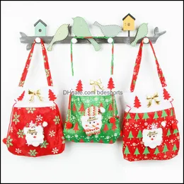 Juldekorationer Festliga partietillbehör Hem Garden Presentförpackning Candy Xmas Bag Flannel Snowman Santa Claus Sack Väskor för Kidsa54 Drop d