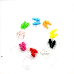 Silicone Earplugs Nadadores macios e flexíveis para viajar dormindo Reduzir o ruído multi cor com caixa de festa de caixa RRE11647