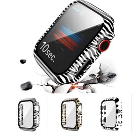 Leopard-Schutzhüllen aus gehärtetem Glas für Apple Watch Series SE 6 5 4 40 44 Zebra PC Full Cover iWatch 3 2 1 38 42 Fashion Luxury