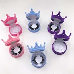 DHL Crown Diamond Eyelash Packaging Box Empty Pink Blue 3D Mink Case for Regular Length Lashes