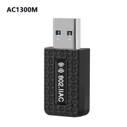 AC1300Mbps 듀얼 밴드 USB 와이파이 어댑터 2.4G 5.8G AC 1300M 무선 미니 네트워크 카드 동글 Wi-Fi 수신기 안테나