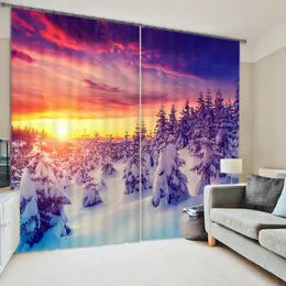 Zasłona Drapes Babson Snow Sunset 3D Digital Print DIY Advanced Custom Po