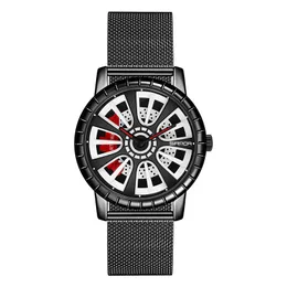 orologi da uomo di lusso orologio al quarzo sportivo di moda maglia in acciaio inossidabile quadrante ruota ultrasottile giorno cintura nera impermeabile