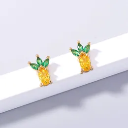Fashion Little Pineapple-Shaped Colorful Rhinestone Stud Earrings Crystal Jewelry Accessories For Women Wedding Gift