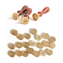 2021 Sealing Wax Classic Initial Wax Seal Stamp Alphabet Letter 26 Retro Wood Pro