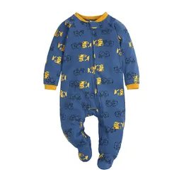 Infant Jumpsuit Baby Cartoon Baby Clothing Newborn Cotton Zipper Rompers Spring Autumn Costumes Wrap Foot Cute Outfits