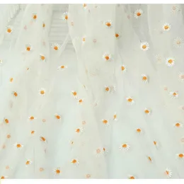 3ヤードの花のデイジー刺繍チュールソフトメッシュ生地のためのドレススカートの透明なレースネット生地ガーゼアパレル布DIY縫製210702