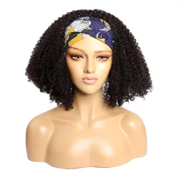 Opaska na głowę syntetyczne peruki włosy Kinky Curly Full Machine Made Peruki dla czarnych kobiet Afro Curl Fair Daily Peruka z opaską