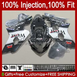 Injektionsformkropp för Suzuki GSXR 750cc 600cc 750 600 CC 2004-2005 43NO.39 GSXR-750 GSXR600 GSXR750 K4 2004 2005 GSXR-600 GSX-R750 04 05 OEM Fairing Kit Black West