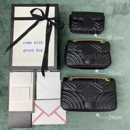 Storlek 16.5 22 26 cm Korskroppsäck Klassisk lyxdesigners handväska äkta äkta läderväskor serienummer högkvalitativa kvinnor mode