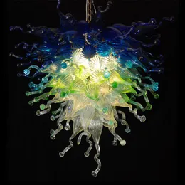 Modern hänge ljus LED-ljuskronor Lampa Italien handblåst glas ljuskrona i blå grön och klar färg stadsdesign matbord Top Art Decoration Custom 60 70 cm