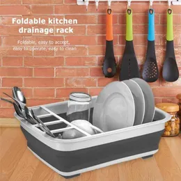 折りたたみ式皿棚キッチン収納ホルダーの排水箱ボールテーブルウェアプレート携帯用乾燥ラックホームシェルフの食器類オーガナイザー211110