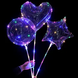 10 sztuk Drzewo Star Heart Led Balloon Light Przezroczyste Globo LED Ballon Urodziny Dekoracje Kids Helu Balony Decor X0726