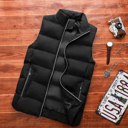 Solid Vest Mens Winter Down Casual Male Waistcoat Ärmlös Jackor Män Bomull-Vadderade Tjocka Män Kläder Varm Överdimensionerad Outwear 210524