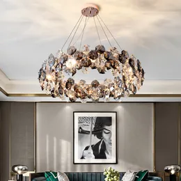 Light luxury living chandelier post-modern crystal lamps simple dining room lamp creative net red bedroom lights