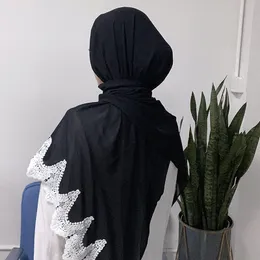 Nowa Muzułmańska Pearl Szyfonowa Koronkowa Projektant Hidżabs Headscarf Kobiety Szalik Arab Wrap Głowy Szaliki Długi Szal