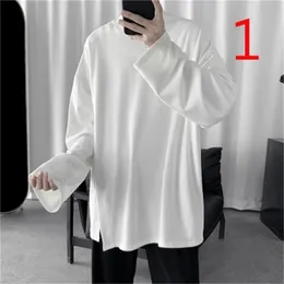 Sleeve T-shirt men autumn middle-aged men's silk crew neck 210420