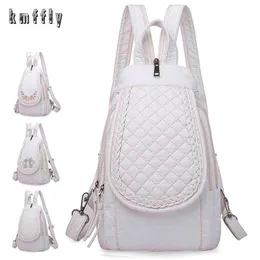 Hot White Women Backpack Damkläder Mjuka läder Ryggsäckar Kvinnors Väskor Sac A Can School Bags för Girls Travel Back Pack Ryggsäckar