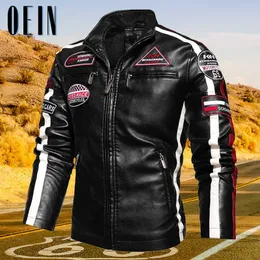 OEIN Winter Fleece Military PU Jacket Men Motorcycle Faux Leather Jackets Male Windbreaker Coats chaqueta cuero hombre 211018