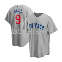 Stitched Custom Javier Baez #9 Grey Blue Baseball Jersey XS-6XL