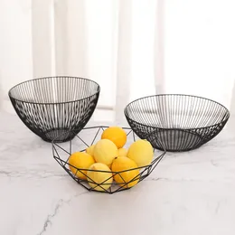 Nordic Fruit Basket Drain Home Iron Bowl Holder Storage Metal Bowl Kitchen Container