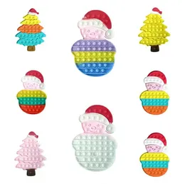 Boże Narodzenie Fidget Zabawki Push Bubble Sensory Decompression Toy Snowman Christmase dla Autyzm Specjalne potrzeby ADHD Squishy Stres reliever Kid Funny Anti-Stres