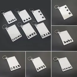 Creative Wooden Key Chain LOVE GRAD DAD MOM SENIOR Simple Bag Pendant Popular Party Gifts 6 Styles T500559
