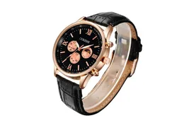 New fashion sports and leisure business men's leather belt Roman waterproof quartz watch