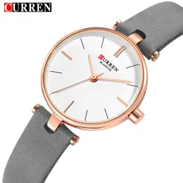 Curren signore orologi al quarzo donna moda casual orologio da polso femminile cuoio impermeabile orologio Montre femme 210517